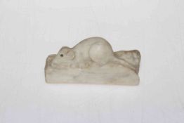 Small marble carving of a mouse, length 10cm.