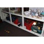 Large collection of tools, tool boxes, garden tools, flute, etc.