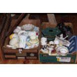 Two tray boxes of ceramics including Shelley, Royal Doulton, James Peters Worcester, Wedgwood, etc.