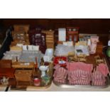 Two trays of dolls furniture and accessories.