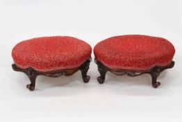 Pair Victorian mahogany circular footstools.