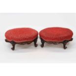 Pair Victorian mahogany circular footstools.