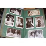 Edwardian postcard album housing theatrical actresses and actors.