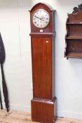 Mahogany Grandmother clock, 155cm by 29.5cm.