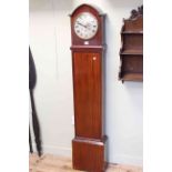 Mahogany Grandmother clock, 155cm by 29.5cm.