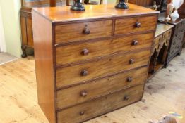 Victorian mahogany chest of two short above four long drawers, 109cm by 114cm.