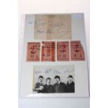WITHDRAWN Autograph signed paper by The Beatles - Ringo Starr, George Harrison,