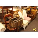 Four bedroom chairs, three nests of tables, three occasional tables,