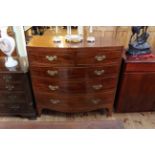 Georgian mahogany bow front chest of two short above three long graduated drawers on splayed