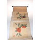 Two hand painted Chinese scrolls.