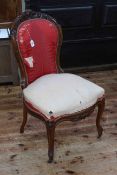 Victorian walnut framed spoon back occasional chair.