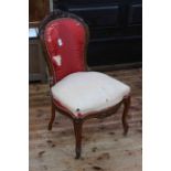 Victorian walnut framed spoon back occasional chair.