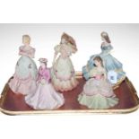 Four Coalport ladies 'Age of Elegance' figures and Beau Monde on Court figure (5).