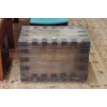 Antique hardwood and metal bound silver chest, 46cm by 69cm.