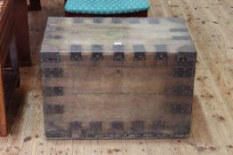 Antique hardwood and metal bound silver chest, 46cm by 69cm.