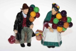 Two Royal Doulton figures, The Balloon Man and The Old Balloon Seller.