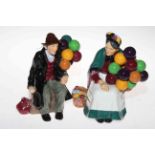 Two Royal Doulton figures, The Balloon Man and The Old Balloon Seller.