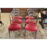 Set of six Victorian walnut parlour chairs on turned legs.