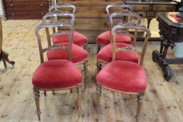 Set of six Victorian walnut parlour chairs on turned legs.