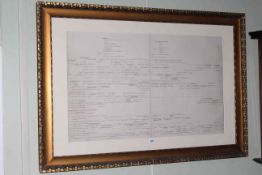 Large gilt framed Royalty family tree, 88cm by 128cm including frame.