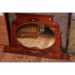 Late 19th Century mahogany overmantel mirror, 79.5cm by 133cm.