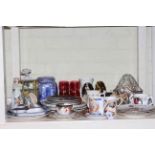 Commemorative china, figurines, collectors, plates, Ringtons caddy, glassware, etc.