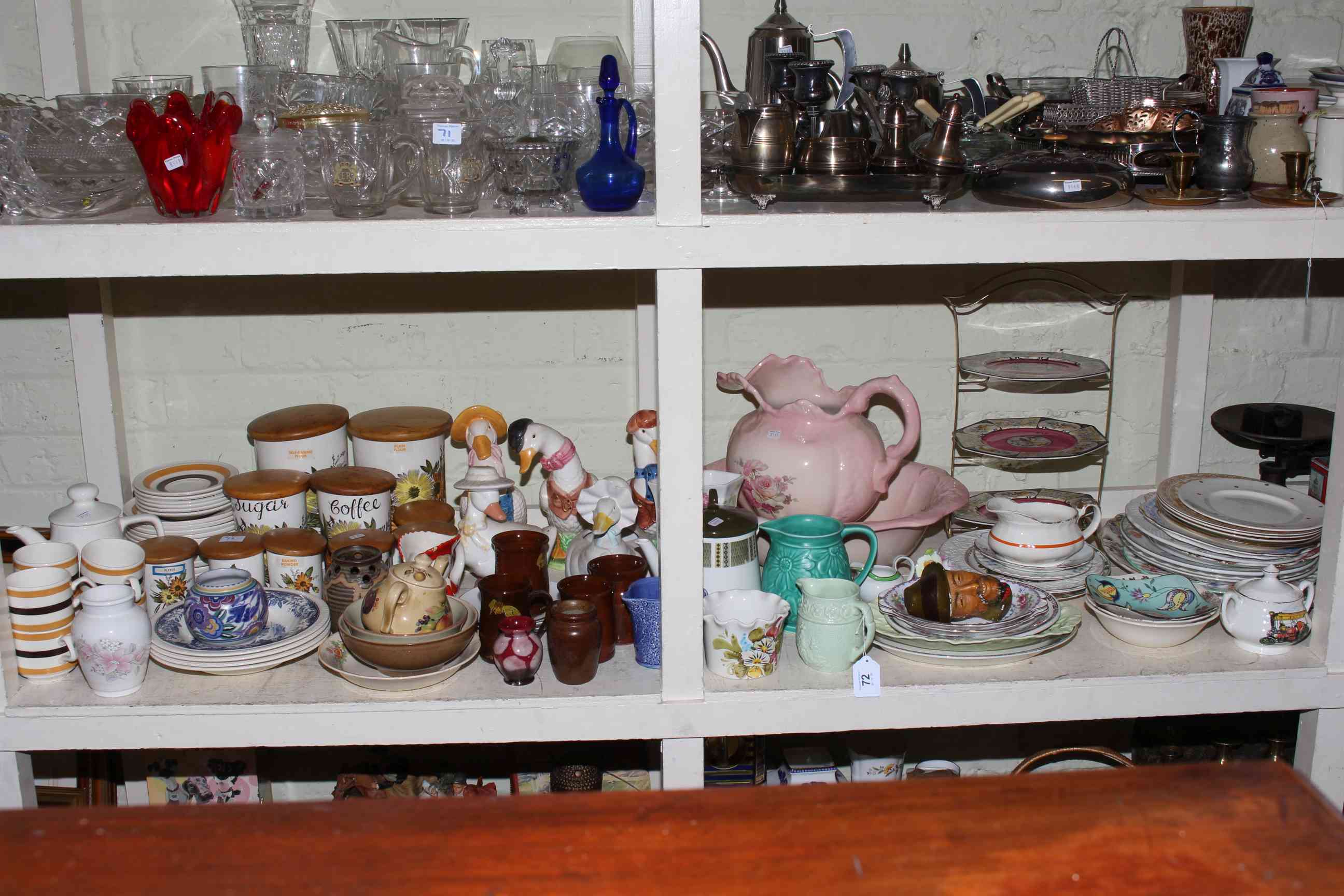Assorted china, kitchen scales and weights, toys, glassware, metalware, etc. - Image 2 of 3