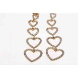 Pair of 18 carat yellow gold and diamond drop earrings,