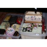 Large collection of costume jewellery, tins, jewellery boxes, etc.