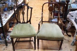 Period Hepplewhite side chair and Edwardian inlaid armchair (2).