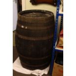 Large oak coopered barrel.