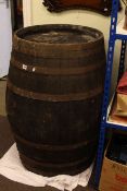 Large oak coopered barrel.
