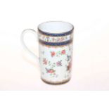 Chinese floral design cylindrical tankard.