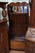 1920's oak hallstand with bevelled mirror, 75cm wide.