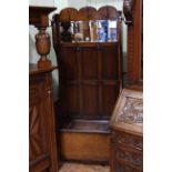 1920's oak hallstand with bevelled mirror, 75cm wide.