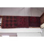 Afghan Kunduz wool rug 194 by 80, Afghan red ground wool rug 143 by 100 and wool rug 188 by 116 (3).