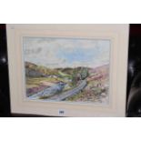 J.W. Dyas, Watercolour of rural scene, mounted but unframed.