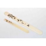 Two Japanese Shibiama ivory book mark and page turner.