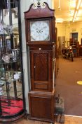 Oak and mahogany eight day longcase clock with painted dial.