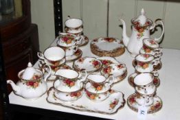 Royal Albert Old Country Roses tea and coffee sets, forty pieces.