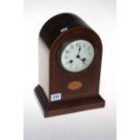 Edwardian inlaid mahogany mantel clock with French striking movement.
