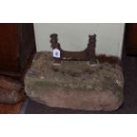 Victorian cast iron and stone foot scraper, 34cm by 31cm.