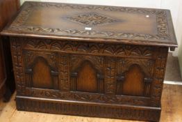 1940's carved oak blanket box.