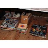 Collection of LP and 45rpm records and vintage Goldstar music centre.