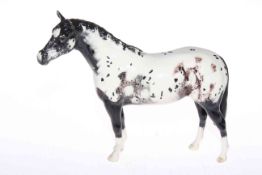 Beswick Spotted Appaloosa horse/pony, standing with four white feet, 20cm high.