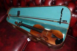 Violin and bow in case.