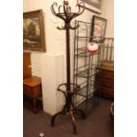Stained wood Bentwood hat and coat stand.