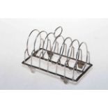 George III silver seven bar toast rack.