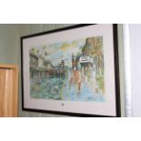 Tom McGuinness, signed print number 69/200, Gala Day, Seaham, 40cm by 65cm, framed.