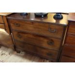 Mahogany three height military chest, 92cm wide.